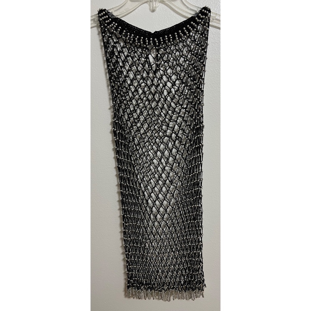 Black & Silver Beaded Top Size M